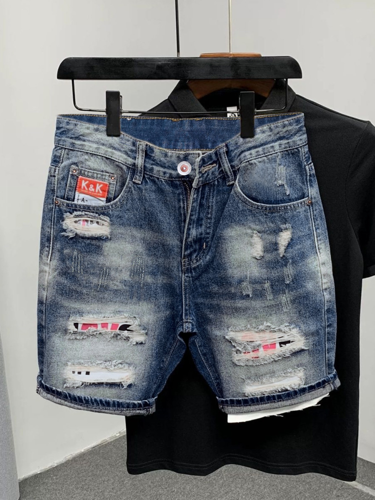 Streetwear Brand Luxury - 2026 Summer Ripped Straight Men Denim
